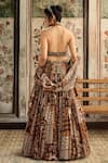 Shop_Diyarajvvir_Brown Tulle, Georgette Beads, Sequins, Embroidery Caramel Designer Lehenga Set _at_Aza_Fashions