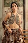 Diyarajvvir_Brown Tulle, Georgette Beads, Sequins, Embroidery Caramel Designer Lehenga Set _Online_at_Aza_Fashions