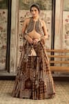 Buy_Diyarajvvir_Brown Tulle, Georgette Beads, Sequins, Embroidery Caramel Designer Lehenga Set _at_Aza_Fashions