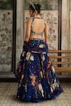 Shop_Diyarajvvir_Blue Crepe, Organza Sequins, Beads, Embroidery Round Floral Print Lehenga Set _at_Aza_Fashions