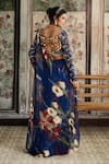 Shop_Diyarajvvir_Blue Crepe, Georgette Sequins, Floral Print Pre-draped Skirt Saree With Blouse _at_Aza_Fashions