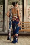 Shop_Diyarajvvir_Blue Crepe Sequins, Embroidery, Floral Print Pre-draped Skirt Saree With Blouse _at_Aza_Fashions