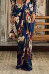 Diyarajvvir_Blue Crepe Sequins, Beads Round Floral Print Pre-draped Skirt Saree With Blouse _Online_at_Aza_Fashions