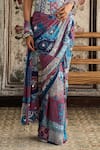Diyarajvvir_Teal Crepe, Georgette Sequins, Embroidery, Blue Pre-draped Saree And Corset Blouse _Online_at_Aza_Fashions