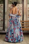 Shop_Diyarajvvir_Blue Crepe, Georgette Tassels Square Neck Teal Printed Lehenga Set _at_Aza_Fashions