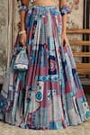 Shop_Diyarajvvir_Blue Crepe, Georgette Tassels Square Neck Teal Printed Lehenga Set _Online_at_Aza_Fashions