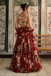 Shop_Diyarajvvir_Red Crepe, Georgette Embroidery, Beads V-neck Floral Lehenga Set _at_Aza_Fashions