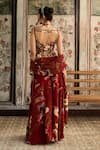 Shop_Diyarajvvir_Red Crepe, Organza, Georgette Beads, Embroidery Printed Corset And Flared Pant Set _at_Aza_Fashions