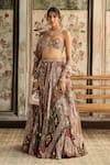 Buy_Diyarajvvir_Maroon Georgette, Crepe Sequins, Embroidery Sage Green And Designer Lehenga Set _at_Aza_Fashions
