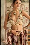 Diyarajvvir_Sapphire Crepe, Georgette Sequins, Sage Green And Maroon Designer Lehenga Set _Online_at_Aza_Fashions