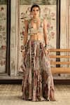 Buy_Diyarajvvir_Sapphire Crepe, Georgette Sequins, Sage Green And Maroon Designer Lehenga Set _at_Aza_Fashions