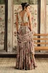 Shop_Diyarajvvir_Sapphire Crepe, Georgette Sequins, Sage Green And Maroon Designer Lehenga Set _at_Aza_Fashions