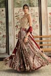 Diyarajvvir_Maroon Crepe, Georgette, Organza Sequins, Sage Green And Designer Lehenga Set _Online_at_Aza_Fashions