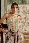 Buy_Diyarajvvir_Maroon Crepe, Georgette, Organza Sequins, Sage Green And Designer Lehenga Set _Online_at_Aza_Fashions
