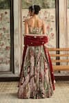 Shop_Diyarajvvir_Maroon Crepe, Georgette, Organza Sequins, Sage Green And Designer Lehenga Set _at_Aza_Fashions