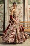 Shop_Diyarajvvir_Maroon Crepe, Georgette, Organza Sequins, Sage Green And Designer Lehenga Set _Online_at_Aza_Fashions