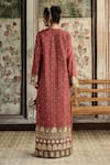 Shop_Diyarajvvir_Maroon Silk Tassels, Embroidery Round Neck Embellished Kaftan _at_Aza_Fashions
