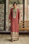 Buy_Diyarajvvir_Maroon Silk Tassels, Embroidery Round Neck Embellished Kaftan _Online_at_Aza_Fashions