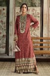 Buy_Diyarajvvir_Maroon Silk Tassels, Embroidery Round Neck Embellished Kaftan _at_Aza_Fashions