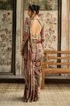 Shop_Diyarajvvir_Maroon Crepe, Georgette Sequins, Sage Green And Pre-draped Skirt Saree Set _at_Aza_Fashions