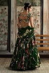 Shop_Diyarajvvir_Green Crepe, Organza, Georgette Sequins, Embroidery Floral Print Lehenga Set _at_Aza_Fashions