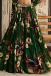 Diyarajvvir_Green Crepe, Georgette Sequins, Embroidery Square Neck Floral Print Lehenga Set _Online_at_Aza_Fashions