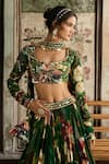 Shop_Diyarajvvir_Green Crepe, Georgette Sequins, Embroidery Square Neck Floral Print Lehenga Set _Online_at_Aza_Fashions