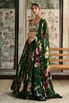 Buy_Diyarajvvir_Green Tulle, Organza, Georgette Sequins, Beads Round Floral Print Lehenga Set _Online_at_Aza_Fashions