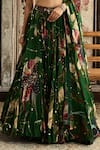 Shop_Diyarajvvir_Green Tulle, Organza, Georgette Sequins, Beads Round Floral Print Lehenga Set _Online_at_Aza_Fashions