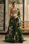 Buy_Diyarajvvir_Green Tulle, Organza, Georgette Sequins, Beads Round Floral Print Lehenga Set _at_Aza_Fashions