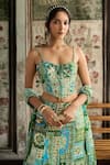 Diyarajvvir_Green Crepe, Georgette Sequins, Aqua Blue And Designer Corset Skirt Set _Online_at_Aza_Fashions