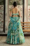 Shop_Diyarajvvir_Blue Crepe, Georgette Sequins, Embroidery Aqua And Green Printed Lehenga Set _at_Aza_Fashions