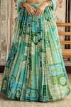 Shop_Diyarajvvir_Blue Crepe, Georgette Sequins, Embroidery Aqua And Green Printed Lehenga Set _Online_at_Aza_Fashions