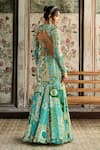 Shop_Diyarajvvir_Green Georgette, Crepe Sequins, Embroidery Round Neck Printed Skirt Set _at_Aza_Fashions