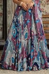 Buy_Diyarajvvir_White Crepe, Georgette, Organza Embroidery, Teal Blue Printed Lehenga Set _Online_at_Aza_Fashions