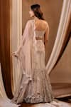 Shop_Niamh By Kriti_Gold Silk, Net, Tissue Beads, Pearls, Sequins, Cut Hand Embroidered Lehenga Set _at_Aza_Fashions