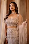 Niamh By Kriti_Gold Silk, Net, Tissue Beads, Pearls, Sequins, Cut Hand Embroidered Lehenga Set _Online_at_Aza_Fashions