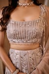 Buy_Niamh By Kriti_Gold Silk, Net, Tissue Beads, Pearls, Sequins, Cut Hand Embroidered Lehenga Set 