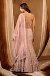 Shop_Niamh By Kriti_Pink Silk, Net, Tissue Pearls, Sequins, Beads Sweetheart Embroidered Lehenga Set _at_Aza_Fashions