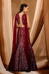 Shop_Niamh By Kriti_Maroon Crepe, Chiffon, Net Sequins, Crystals Intricate Embroidered Lehenga Set _at_Aza_Fashions