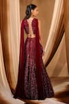 Niamh By Kriti_Maroon Crepe, Chiffon, Net Sequins, Crystals Intricate Embroidered Lehenga Set _Online_at_Aza_Fashions