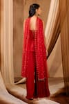 Shop_Niamh By Kriti_Red Georgette, Net Beads, Sequins, Cut Work Hand Embroidered Kurta Sharara Set _at_Aza_Fashions