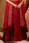 Buy_Niamh By Kriti_Red Georgette, Organza Crystals, Sequins, Embroidery Lehenga Set With Cape _Online_at_Aza_Fashions