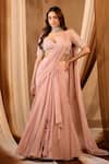 Buy_Niamh By Kriti_Pink Chiffon, Silk, Crepe, Net Sequins, Beads, Hand Embroidered Lehenga Set _Online_at_Aza_Fashions