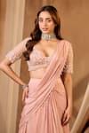 Niamh By Kriti_Pink Chiffon, Silk, Crepe, Net Sequins, Beads, Hand Embroidered Lehenga Set _at_Aza_Fashions