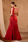 Shop_Niamh By Kriti_Red Silk, Chiffon, Crepe, Satin Sequins, Beads, Crystals Designer Lehenga Set _at_Aza_Fashions