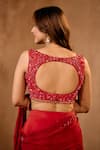 Niamh By Kriti_Red Silk, Chiffon, Crepe, Satin Sequins, Beads, Crystals Designer Lehenga Set _Online_at_Aza_Fashions