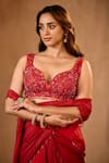 Shop_Niamh By Kriti_Red Silk, Chiffon, Crepe, Satin Sequins, Beads, Crystals Designer Lehenga Set _Online_at_Aza_Fashions