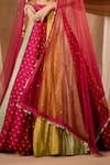Buy_Niamh By Kriti_Multi Color Silk, Chanderi, Net Pearls, Gota Patti Round Embroidered Lehenga Set _Online_at_Aza_Fashions
