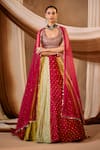 Niamh By Kriti_Multi Color Silk, Chanderi, Net Pearls, Gota Patti Round Embroidered Lehenga Set _at_Aza_Fashions